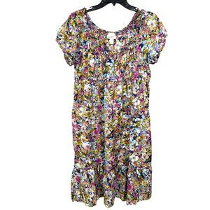 Ann Taylor LOFT Dress Size 12 Multicolor Floral Babydoll Y2K Prairie Cottagecore